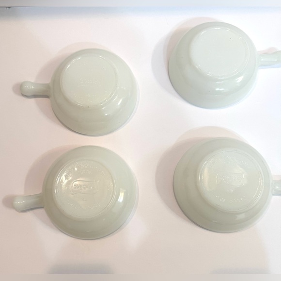 4 Vintage Glasbake White Milk Glass Soup Chili Cereal Bowls w/ Handle 11oz J2663 - Picture 2 of 9